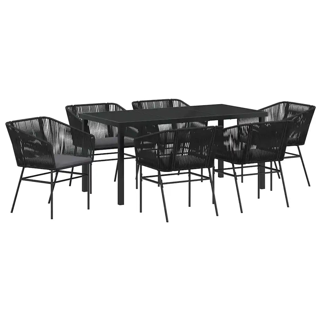 Set da Pranzo per Giardino con cuscino 7 pcs Nero 3380922