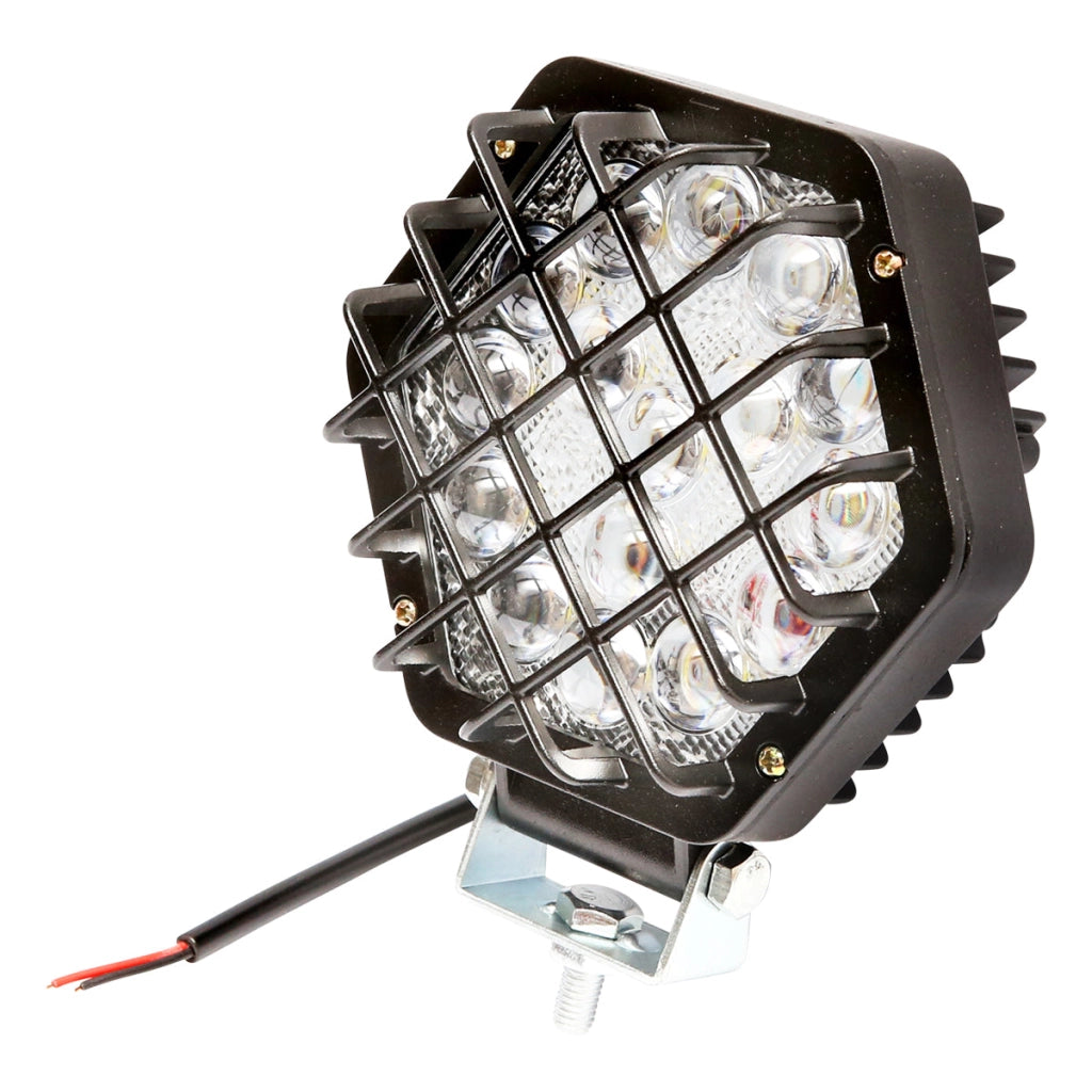 Lampada proiettore esagonale con luce bianca e griglia, 16 LED, 12/24V, 125mm, Breckner Germany.