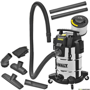 Aspiratore 30 LT solidi e liquidi con presa utensili fusto in acciaio DXV30SAPTA