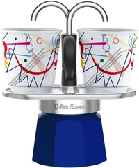 Bialetti Mini Express Kandinsky Moka Blu, Argento