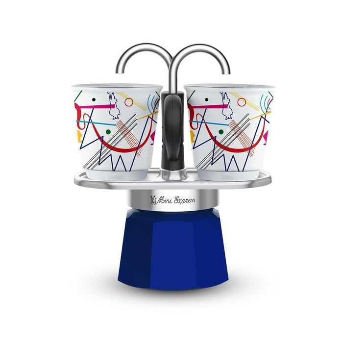 Bialetti Mini Express Kandinsky Moka Blu, Argento