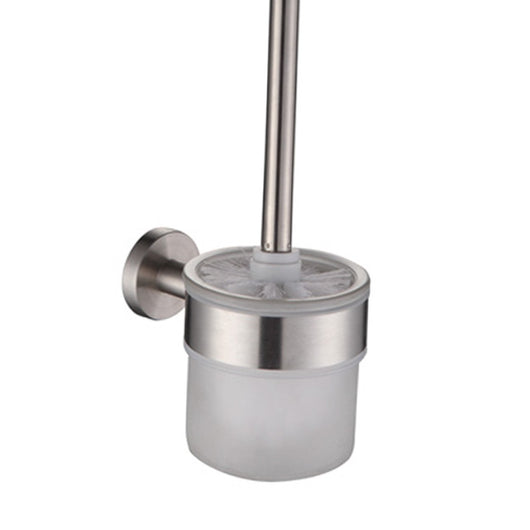 Porta scopino con bacinella in vetro satinato serie steel - fissaggio ad incollo o con viti