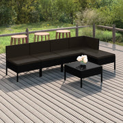 Set Divani da Giardino 6 pz con Cuscini in Polyrattan Nero cod mxl 38333