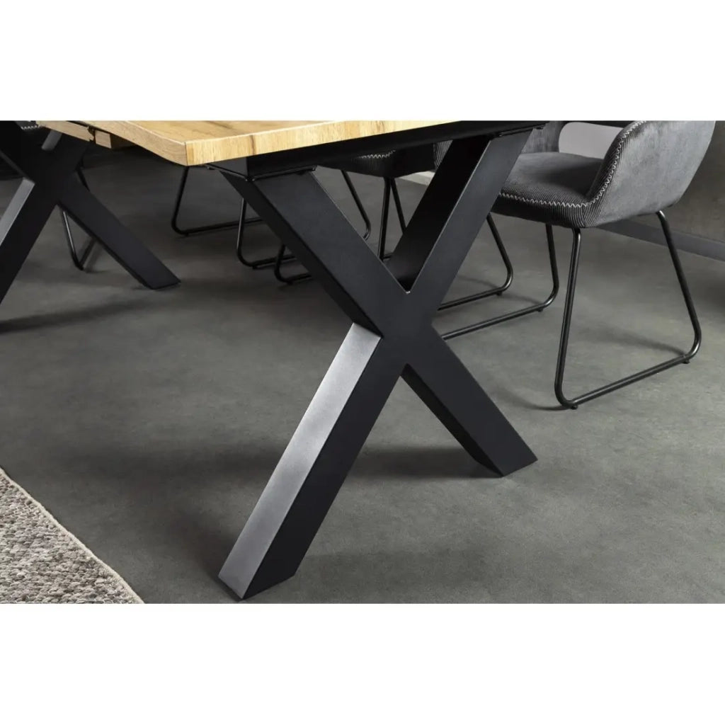 Tavolo da pranzo RIVET estensibile fino a 220 cm - Legno e metallo nero - Stile industriale
