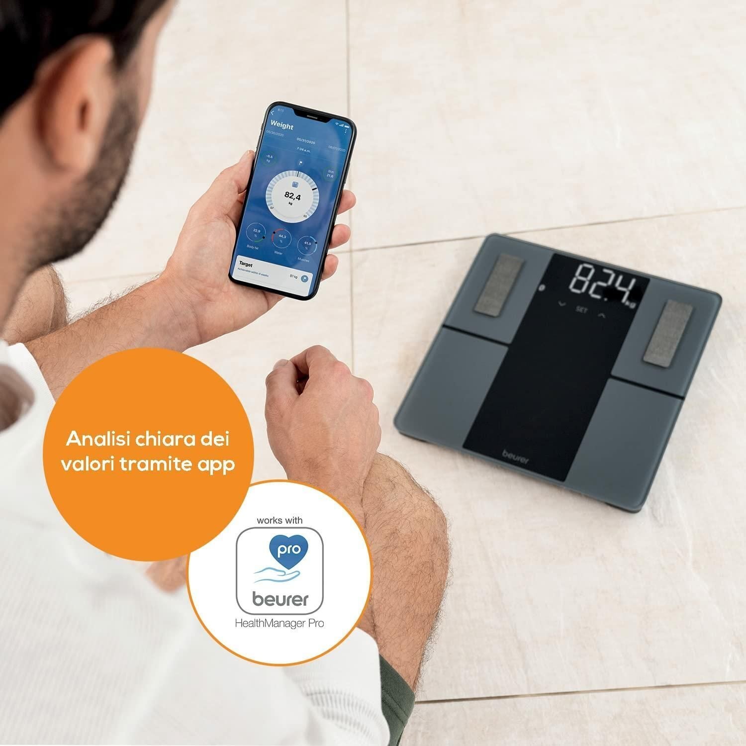 Beurer BF 500 BT Super Black Edition Bilancia Diagnostica Elegante con Funzione Bluetooth