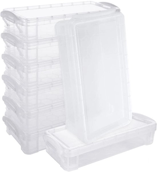 Cassetto per matite - 8 pezzi - Riutilizzabile - 22 x 10 x 4 cm - Plastica - Con coperchio - Translucido