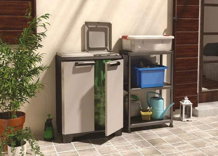 Keter 17206899 bidone per la spazzatura 220 L Quadrato Polipropilene (PP) Grigio