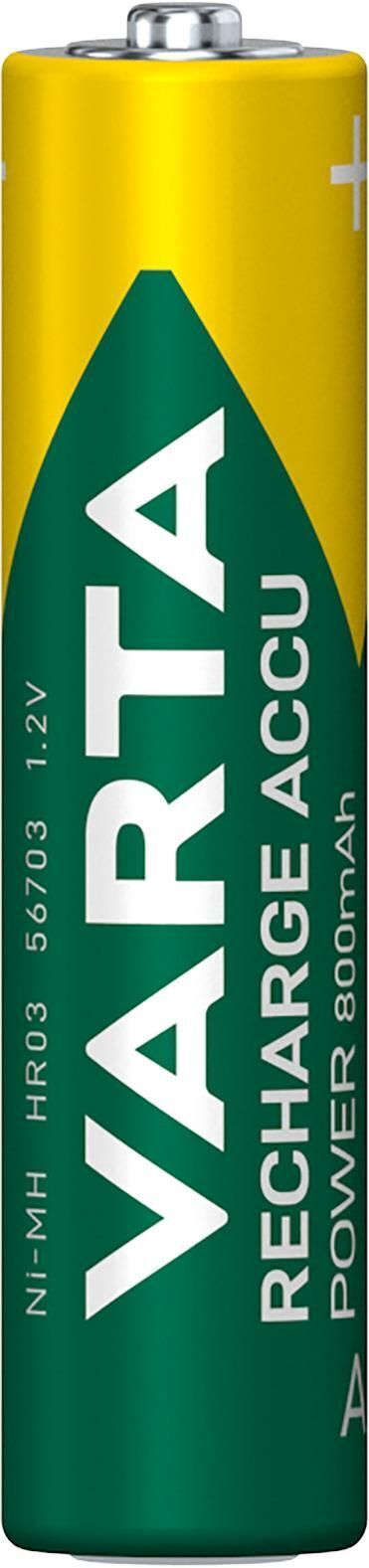 Varta Recharge Accu Power AAA 800 mAh Blister da 4 (Batteria NiMH Accu Precaricata, Micro, ricaricabile, pronta all'uso)