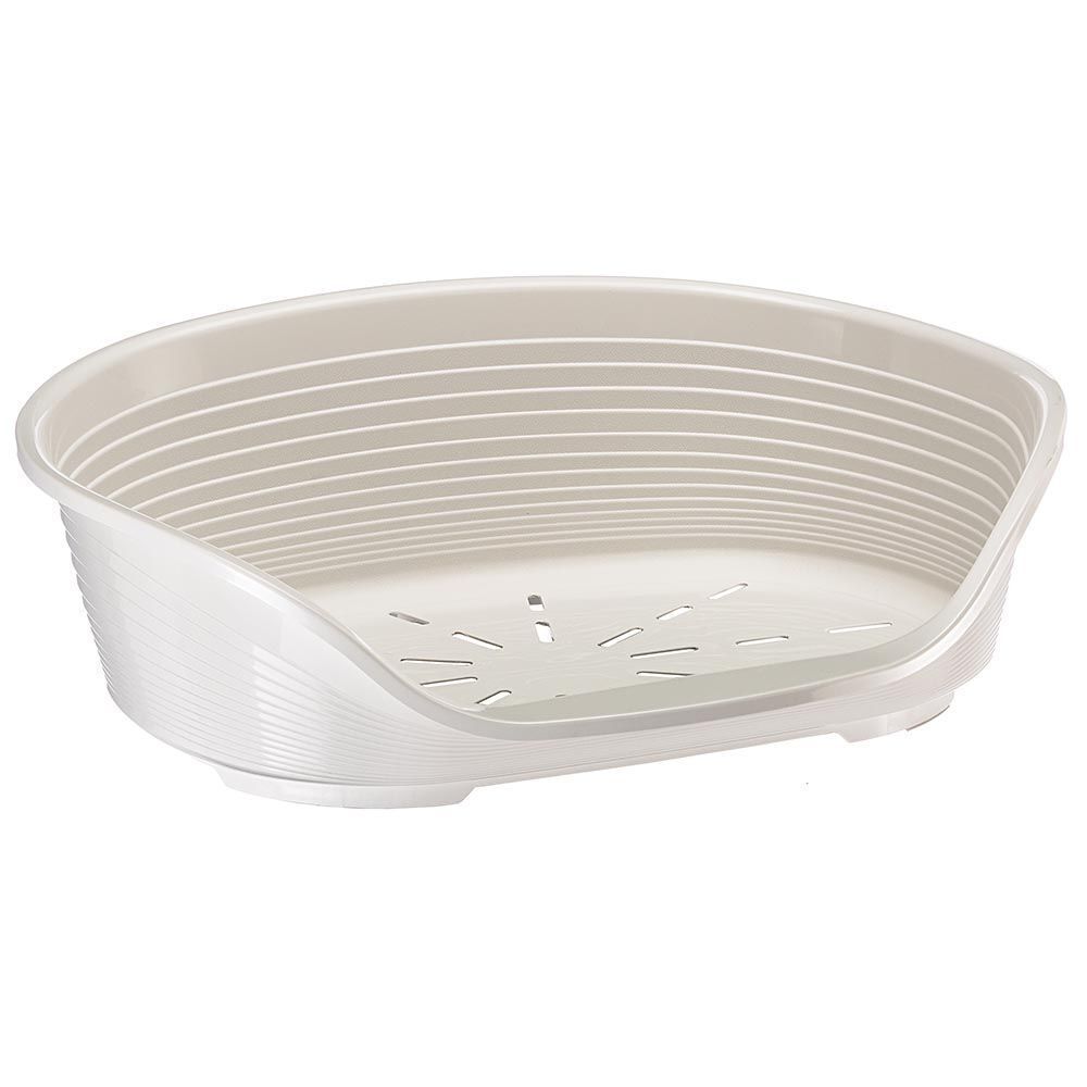 FERPLAST - Cuccia per cani e gatti - Cuccia in plastica per cani media - 100% plastica riciclata - Lettino per cani lavabile - Cestino per cani - traspirante e antiscivolo - Siesta Deluxe, 74 x 48 x h 25 CM, BIANCO