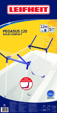 Leifheit Pegasus 120 Solid Compact Stendibiancheria da pavimento Blu, Bianco