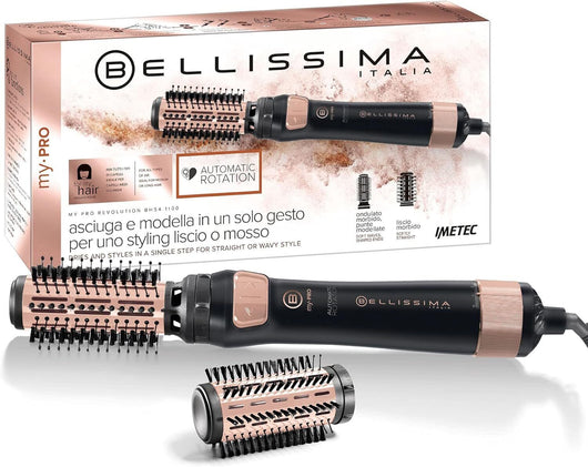 Imetec Bellissima BHS4 1100 Spazzola ad aria calda Caldo Nero, Rose Gold 1000 W