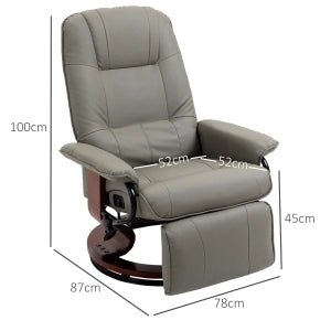 POLTRONA RELAX Reclinabile 145° 78x87x100 cm Grigio in similpelle e schiuma