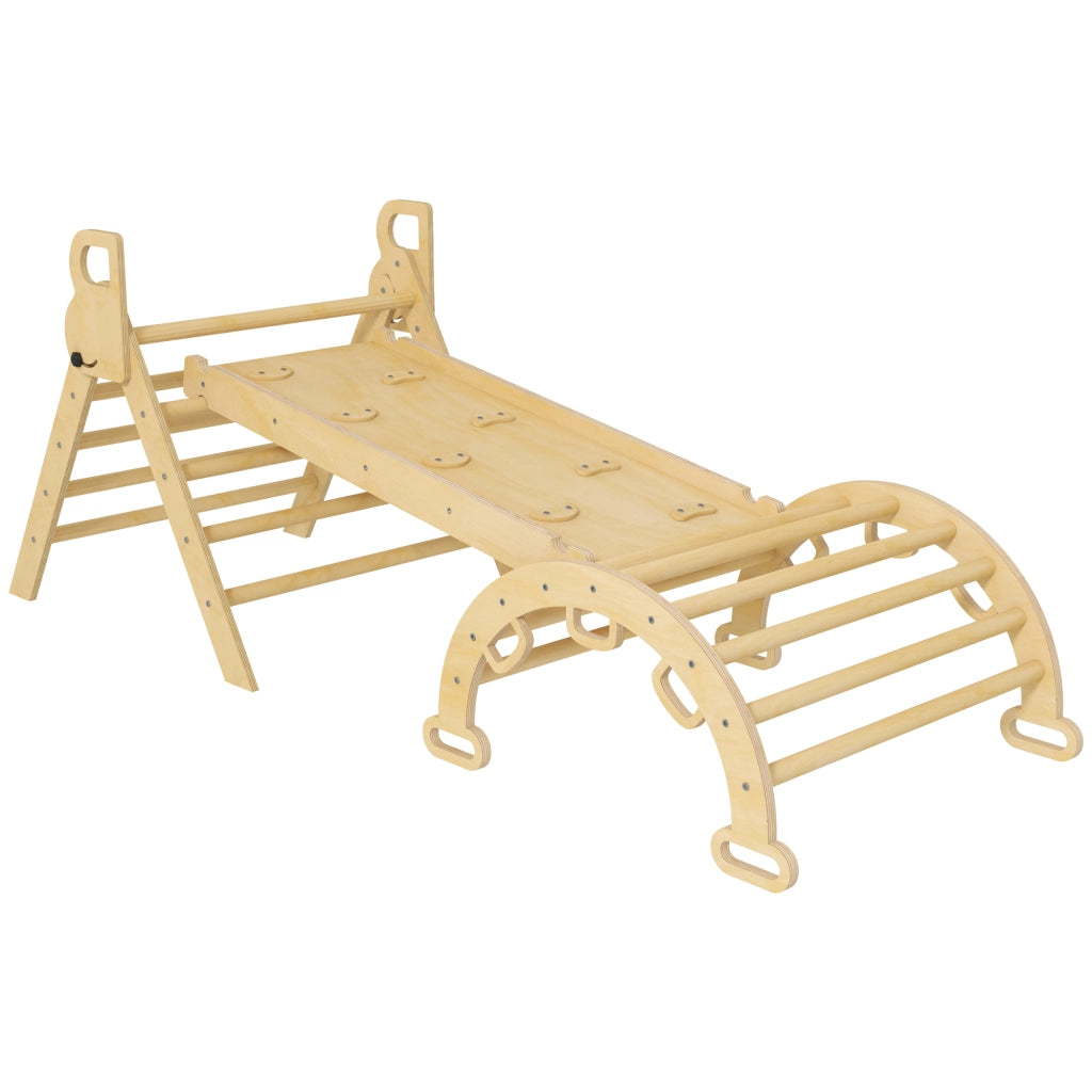 Triangolo Arrampicata Bambini con Scivolo e Altalena ¨C Zephmum ¨C Legno Naturale