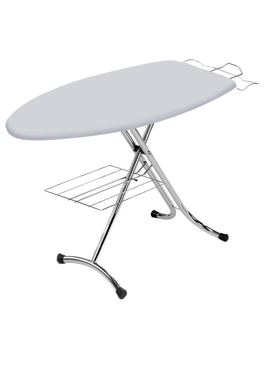 Asse da Stiro Rugby Profi 125x46 cm Salvaspazio Ampia Area con Ripiano Sottostante Gambe Triple in Acciaio