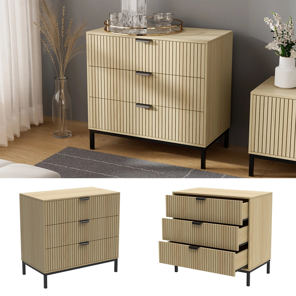 Vicco Cassettiera Rovere 72 x 69 cm con 3 cassetti