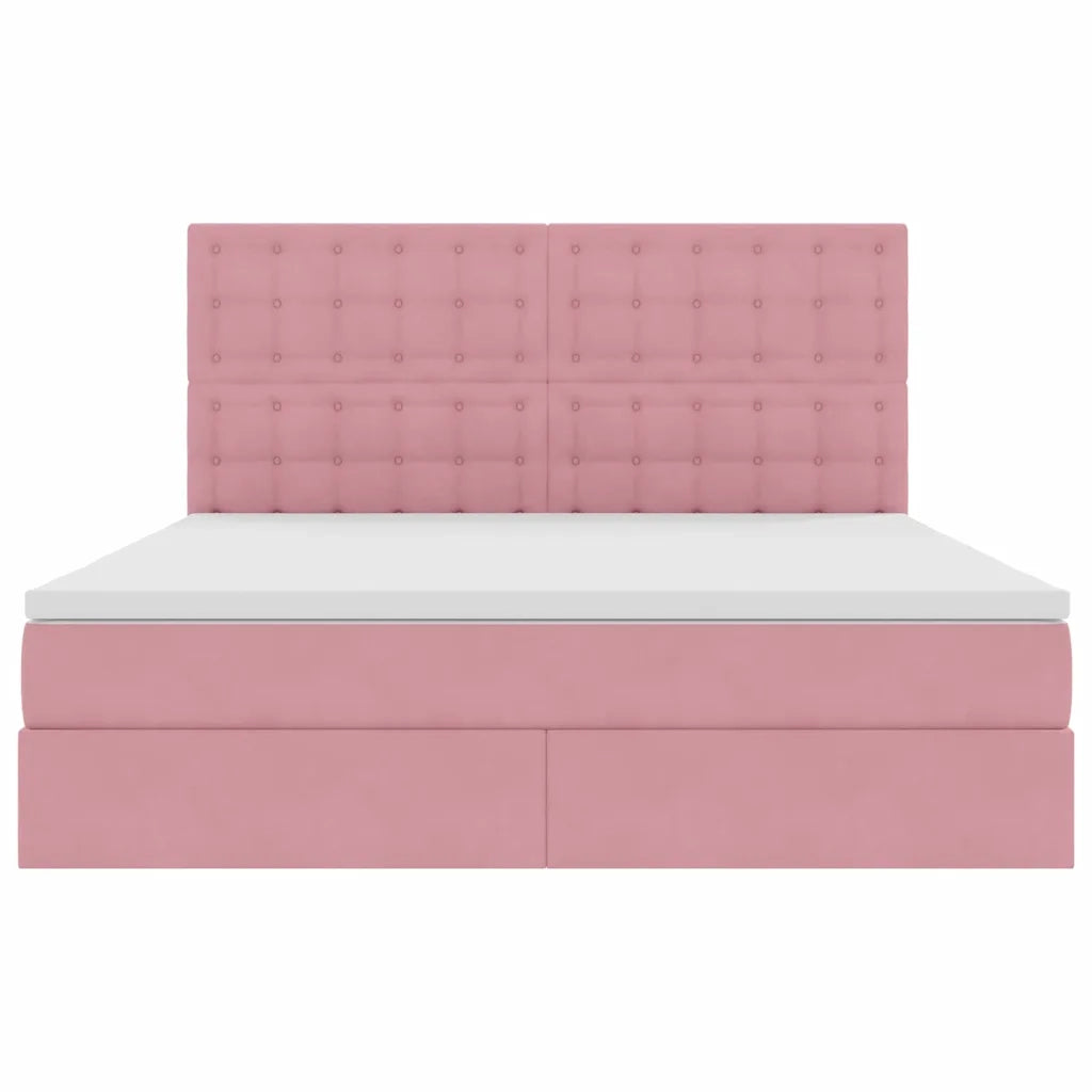 Letto con contenitore e materasso Rosa 180 x 200 cm Velluto