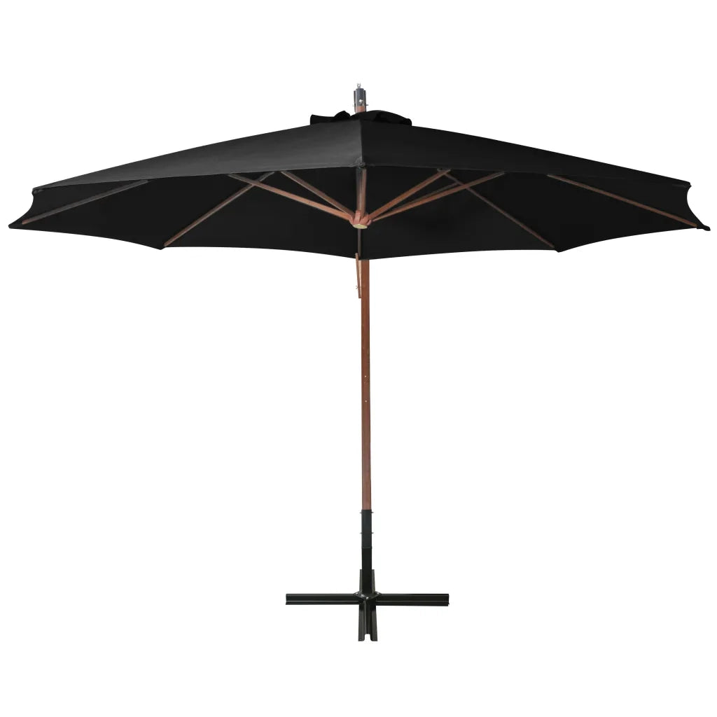 Ombrellone a Sbalzo-Ombrello da giardino Nero 3,5x2,9 m Palo in Abete Massello