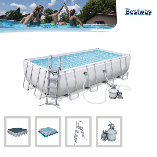 Bestway Power Steel Piscina mis.549x274x122 cm, pvc/tritech, effetto mosaico interno, include filtro a sabbia, copertura, scaletta, dosatore chimico ChemConnect