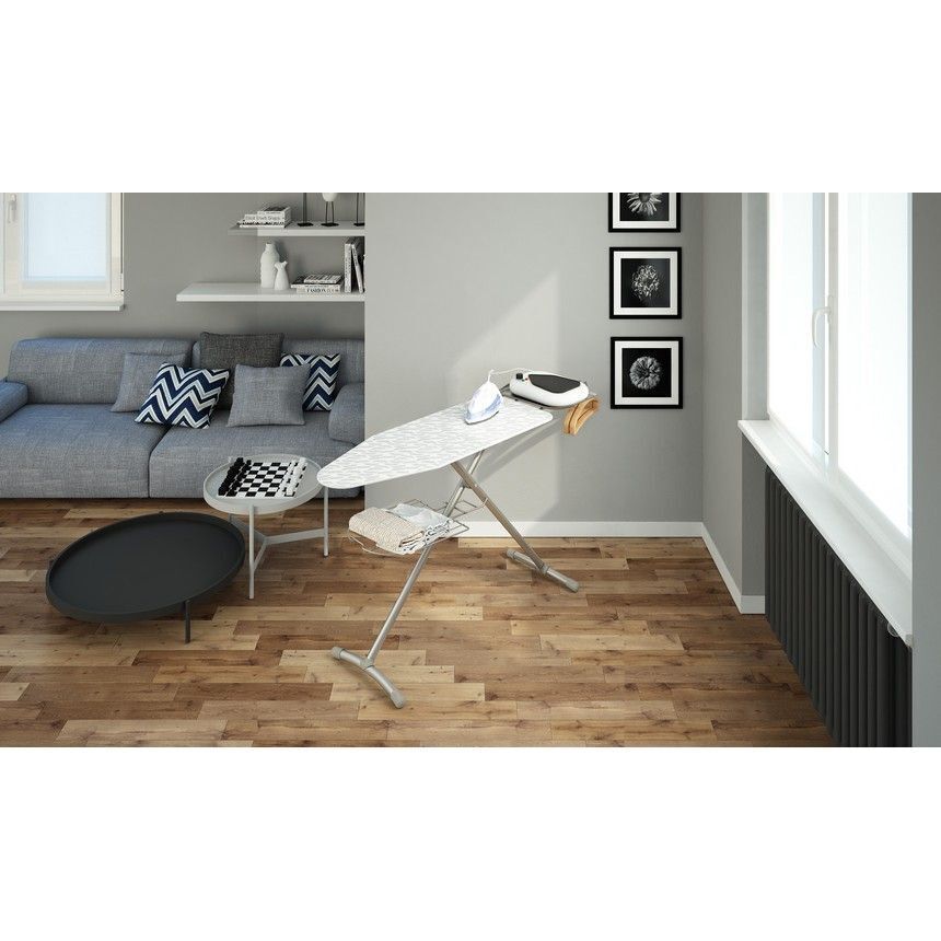 Colombo Asse stiro TURBO 120x44 regolabile in 6 posizioni di altezza, poggiaferro portacaldaia con inserti in silicone, portagrucce, griglia portabiancheria rinforzata