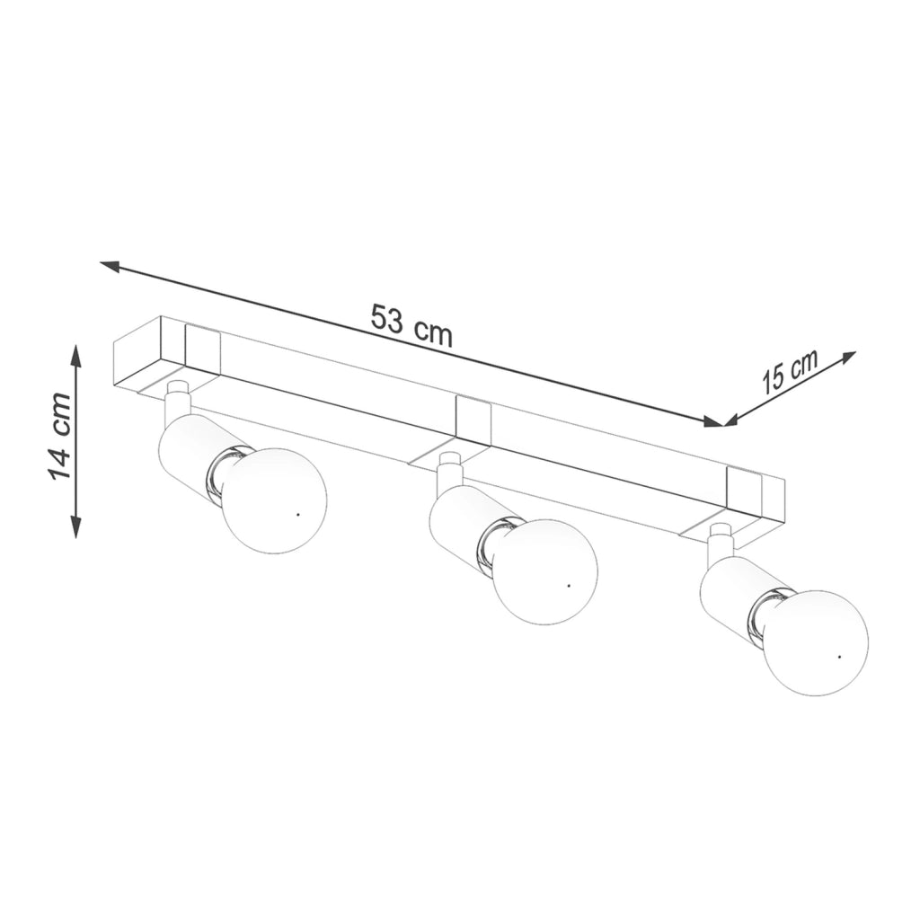 Plafoniera spot industriale LIMERO 3 luci E27 nera