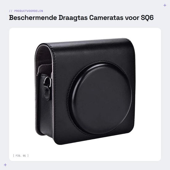 Copertura per macchina fotografica SQ6 Instax - materiale PU - chiusura rimovibile - nero - protezione contro graffi