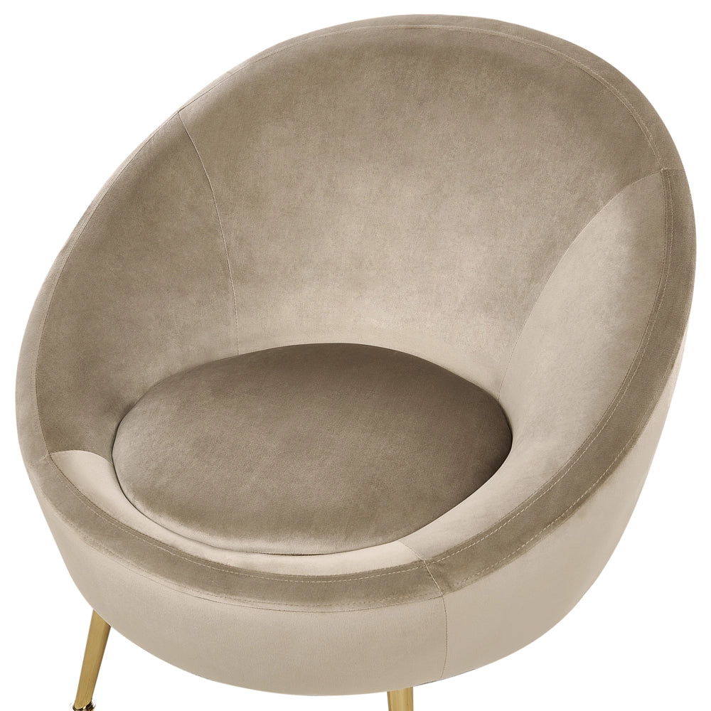 Sedia Poltrona in velluto grigio 76L x 80L x 81H cm con gambe dorate Glam Retro