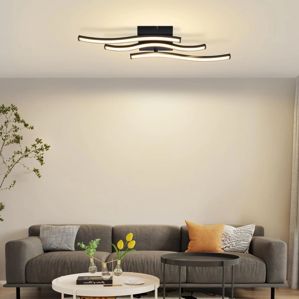 ZMH Lampada da soffitto plafoniera LED 18W nera moderna design ondulato per cucina soggiorno corridoio