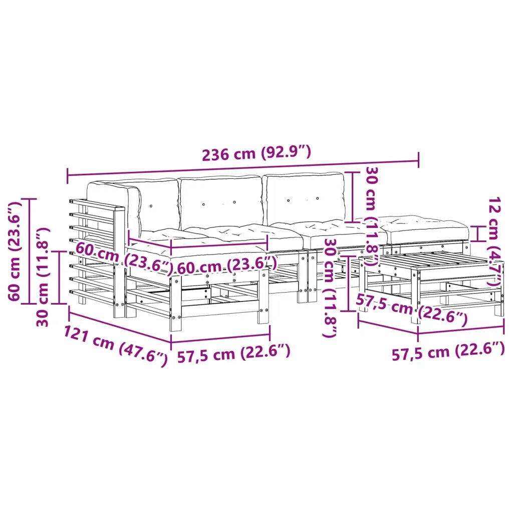 Set Lounge da Giardino 6 pcs Marrone Cerato