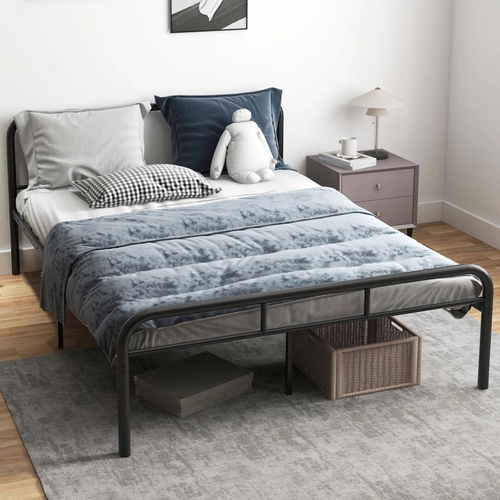 Telaio letto per materasso 90 x 200 cm, letto in metallo con rete a doghe, letto singolo in metallo con testiera e poggiapiedi, letto per ragazzi (per materasso 140 x 190 cm)