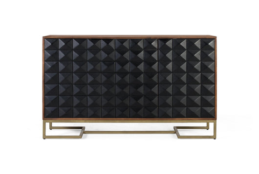 Credenza intagliata a mano in legno di mango e gambe dorate 135 cm