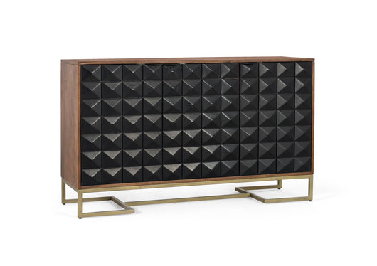 Credenza intagliata a mano in legno di mango e gambe dorate 135 cm