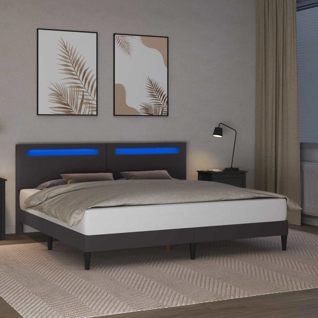 Struttura del letto con testiera-Giroletto Grigio 180 x 200 cm Similpelle 293647