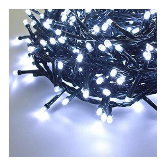 Luci di Natale con 360 Led Bianco Freddo 14,4Mt Cavo Scuro 3Mt e Trasformatore per Interno e Esterno con giochi luce