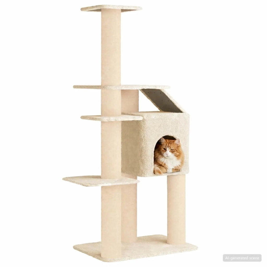 Albero per gatti con pali per graffiare in sisal Crema 183 cm 42033069