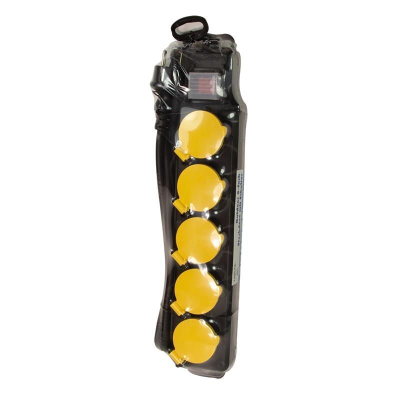 LogiLink LPS255 prolunghe e multiple 1,5 m 5 presa(e) AC Esterno Nero, Giallo
