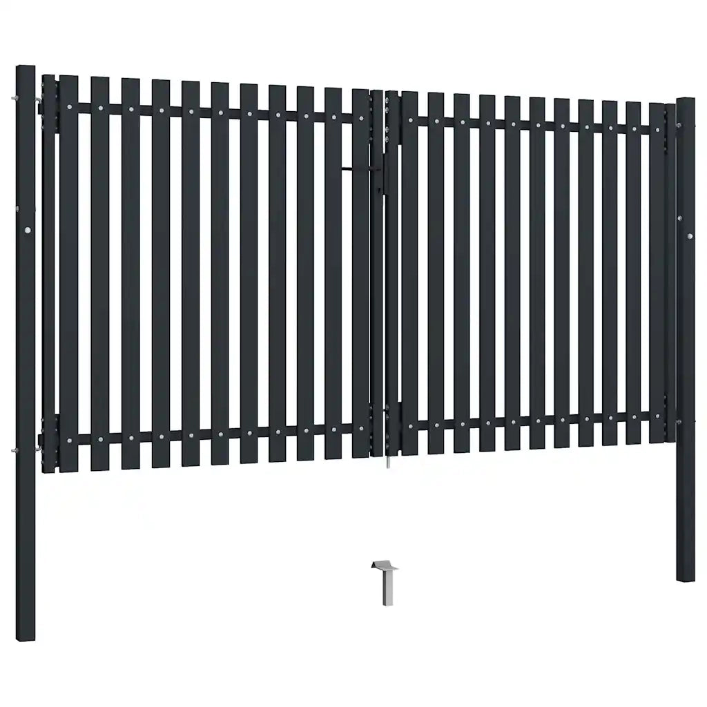 Cancello per Recinzione Doppio in Acciaio 306x200 cm Antracitecod mxl 129612