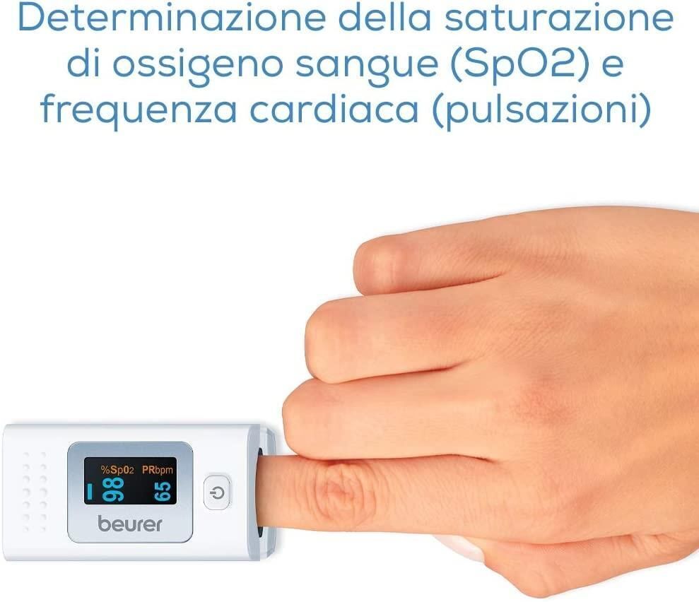 Beurer PO 35 Saturimetro per Monitoraggio della Saturazione di Ossigeno nel Sangue e del Battito Cardiaco