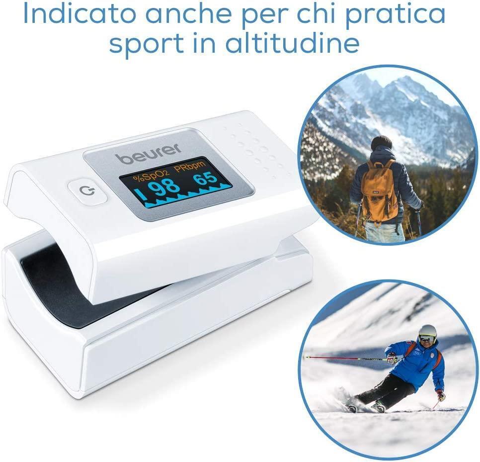 Beurer PO 35 Saturimetro per Monitoraggio della Saturazione di Ossigeno nel Sangue e del Battito Cardiaco