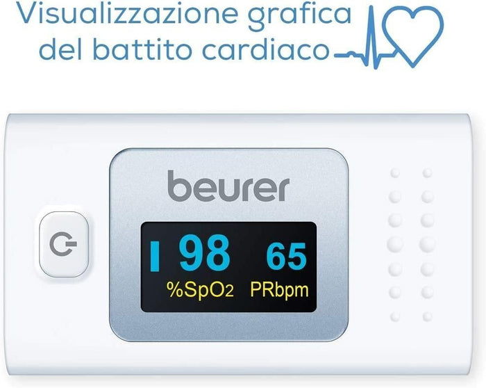 Beurer PO 35 Saturimetro per Monitoraggio della Saturazione di Ossigeno nel Sangue e del Battito Cardiaco