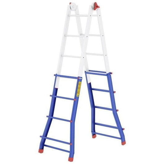 Colombo Scala PRATIC 4+5 In Acciaio Altezza Massima 4,3 M Gradini Zigrinati Piedini Antisdrucciolevoli