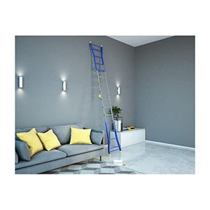 Colombo Scala PRATIC 4+4 In Acciaio-Alluminio Altezza Massima 3,7 M Gradini Zigrinati Piedini Antisdrucciolevoli