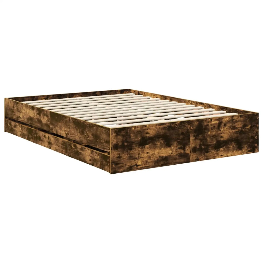 Struttura del letto con cassetto Rovere fumé 140 x 190 cm
