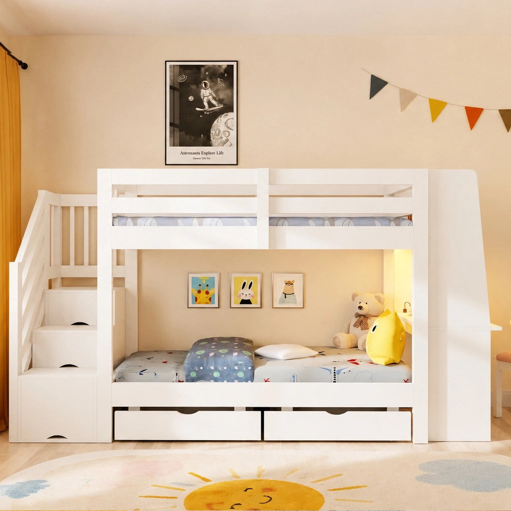 letto a castello in legno bianco 90 x 200 cm