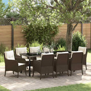 Set da Pranzo per Giardino con cuscino 9 pcs Marrone polyrattan 3380161