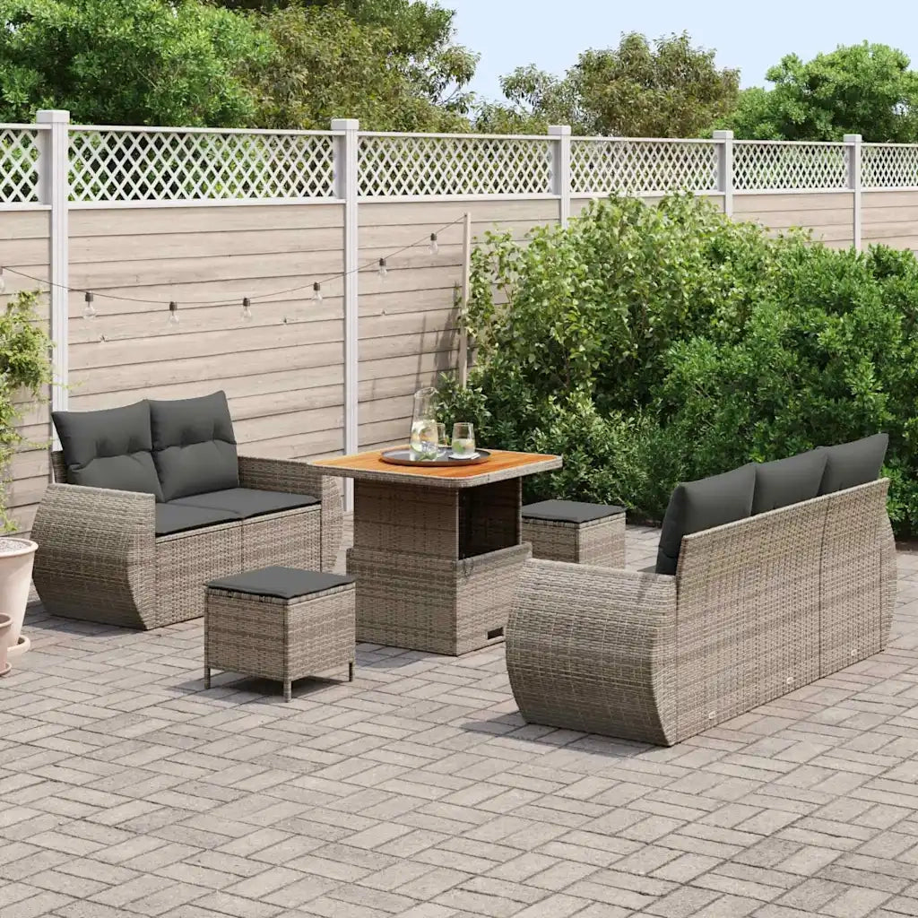 Set Divano da Giardino con cuscino 8 pcs Grigio polyrattan 3363768