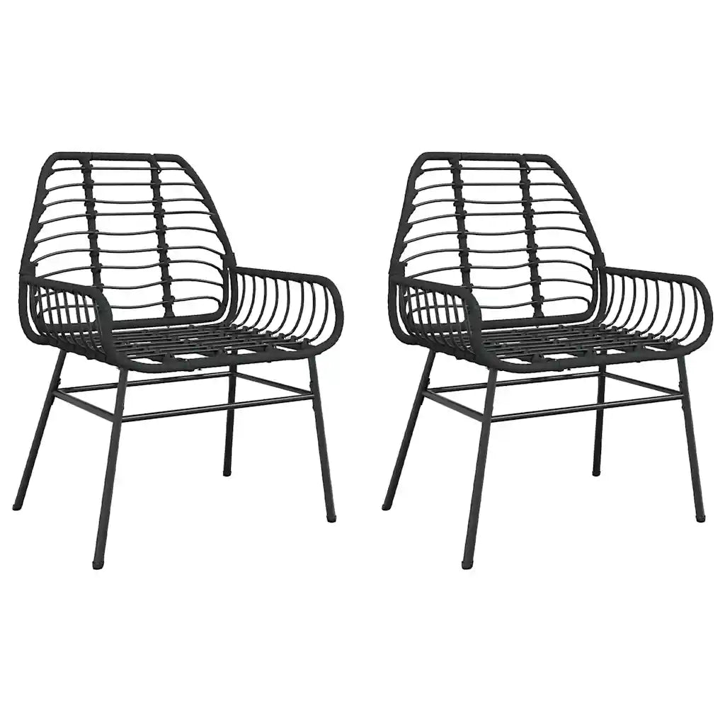 Sedie da Giardino Set 2 pz | Sedie da Esterno Polyrattan Nero