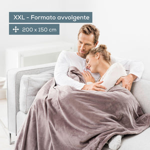 Beurer Coperta elettrica HD 150 XXL, termocoperta elettrica con spegnimento automatico, 200 x 150 cm, 6 impostazioni di temperatura, lavabile in lavatrice, morbida coperta, tortora