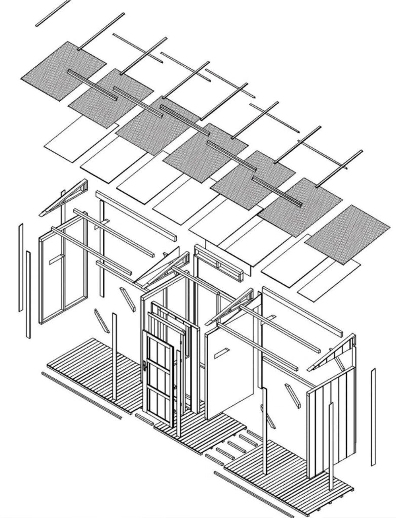 TIMBELA M986-CAVERN STEEL Legnaia Doppia con Ripostiglio 6,49 m²