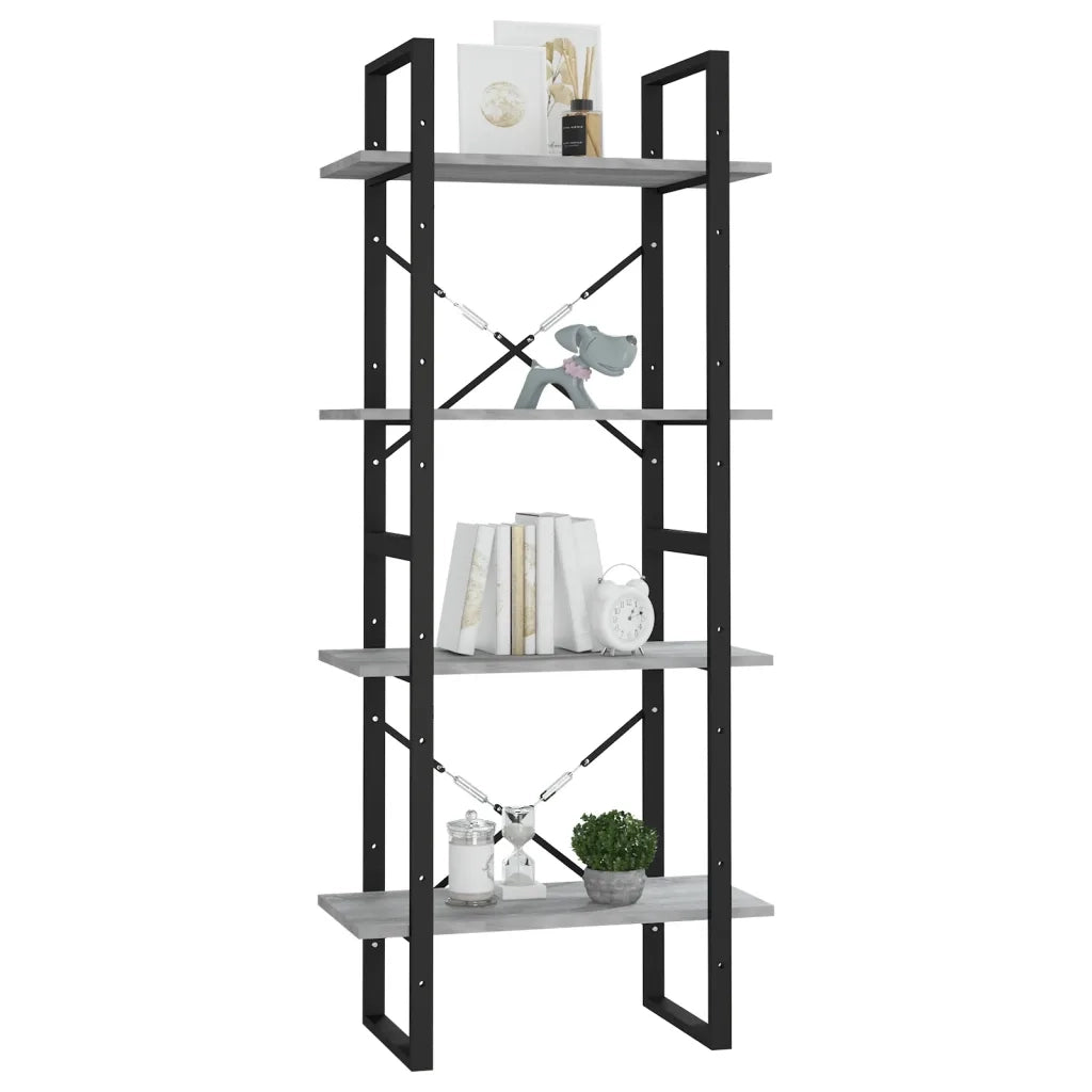 Libreria 4 Ripiani Grigio Sonoma 60x30x140 cm Legno Multistrato