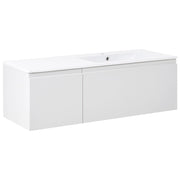 Mobile da bagno sospeso con lavabo  in legno ingegnerizzato e contenitore 120 cm grigio chiaro design moderno